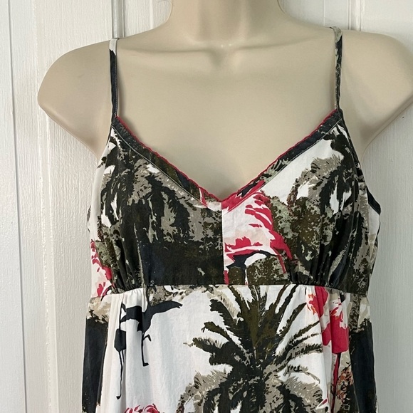 Tailor Vintage Cotton Flamingo Spaghetti Strap Maxi Dress Hawaiian Tropical Boho - Picture 2 of 13